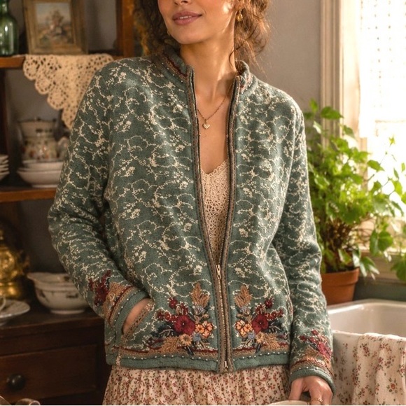 Pendleton Sweaters - Pendleton Cardigan Sweater Vintage 80’s Romantic Rose Embroidered Women’s Medium